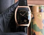 Franck Muller Cintree Curvex 55*42*13mm Black Face Black Leather Band Rose Gold/Black Watch